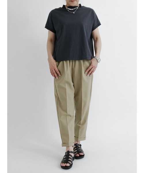 Samansa Mos2 blue(サマンサモスモスブルー)の「【USAコットン】ハイネックフレンチTシャツ(Tシャツ/カットソー・レディース・ホワイト/ブラウン/オフホワイト/ラベンダー/チャコール・フリ-)」の15枚目の写真