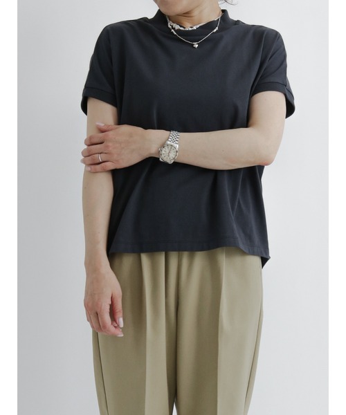 Samansa Mos2 blue(サマンサモスモスブルー)の「【USAコットン】ハイネックフレンチTシャツ(Tシャツ/カットソー・レディース・ホワイト/ブラウン/オフホワイト/ラベンダー/チャコール・フリ-)」の14枚目の写真