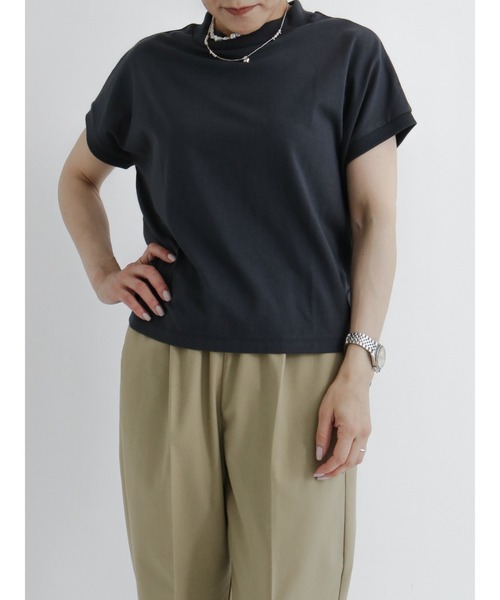 Samansa Mos2 blue(サマンサモスモスブルー)の「【USAコットン】ハイネックフレンチTシャツ(Tシャツ/カットソー・レディース・ホワイト/ブラウン/オフホワイト/ラベンダー/チャコール・フリ-)」の13枚目の写真