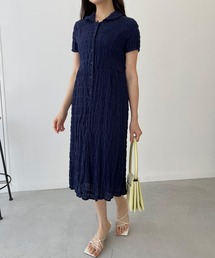 Lamoa | Lamoa/シワ加工　襟付き シャツワンピース(ワンピース)