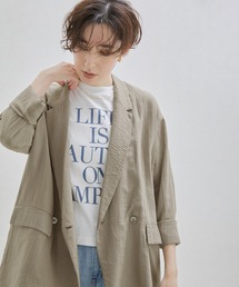 【洗える】ダブルガーゼルーズジャケット / オーガニックコットン