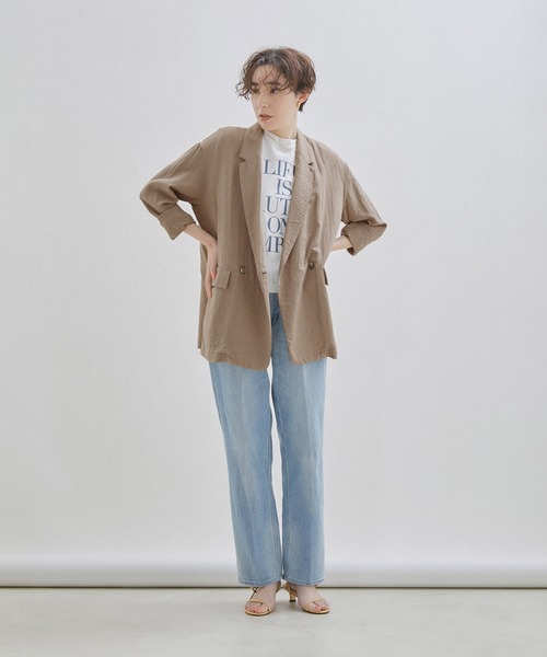SALON adam et rope′ ダブルガーゼルーズジャケット 洗える】ダブルガーゼルーズジャケット / オーガニックコットン