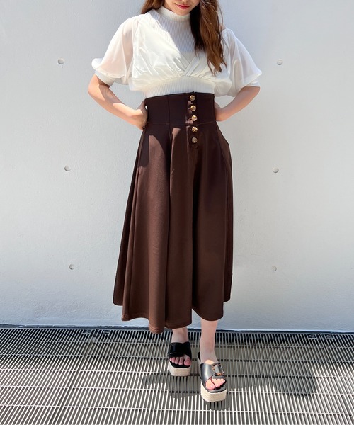 TORTE(トルテ)の「ハイウエストレーシングスカート(スカート・レディース・ライトグレー/ブラック/ライトブラウン/ダークブルー・FREE)」の3枚目の写真