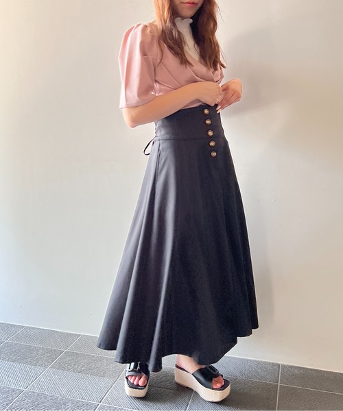 TORTE(トルテ)の「ハイウエストレーシングスカート(スカート・レディース・ライトグレー/ブラック/ライトブラウン/ダークブルー・FREE)」の2枚目の写真