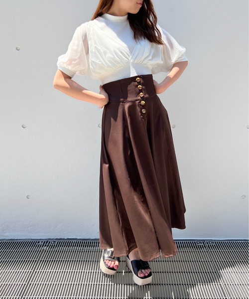 TORTE(トルテ)の「ハイウエストレーシングスカート(スカート・レディース・ライトグレー/ブラック/ライトブラウン/ダークブルー・FREE)」の16枚目の写真