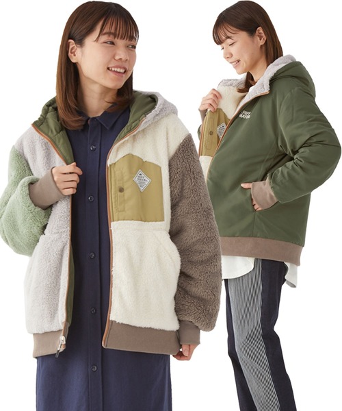 KRIFF MAYER Lady's Collection（クリフメイヤーレディースコレクション）の「リバーシブルジャケット ボア 2way アウトドア キャンプ（ひっくりJK）（その他アウター・レディース・ベージュ/ネイビー/オフホワイト/その他5/その他6/カラフル・MEDIUM/LARGE）」の6枚目の写真