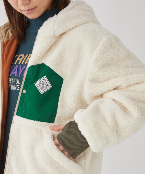 KRIFF MAYER Lady's Collection（クリフメイヤーレディースコレクション）の「リバーシブルジャケット ボア 2way アウトドア キャンプ（ひっくりJK）（その他アウター・レディース・ベージュ/ネイビー/オフホワイト/その他5/その他6/カラフル・MEDIUM/LARGE）」の21枚目の写真