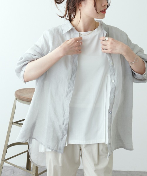 PUAL CE CIN（ピュアルセシン）の「【Du noir】ラミー長袖ブラウス（シャツ/ブラウス・レディース・ブラック/グレー/マスタード/ピンク・FREE）」の3枚目の写真