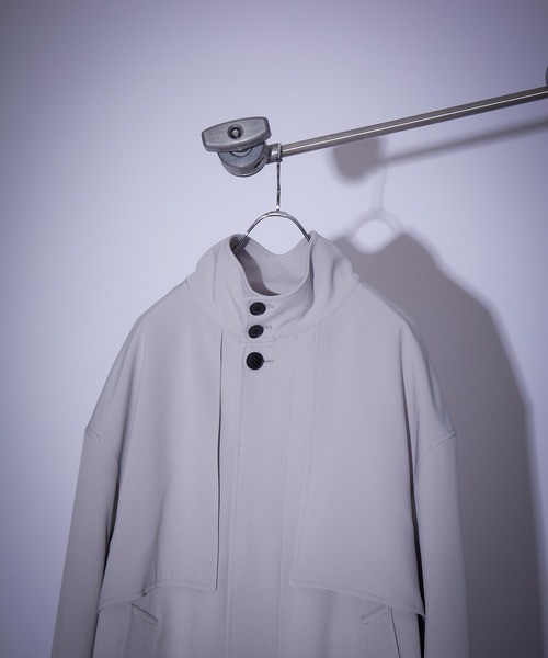 JUNRED（ジュンレッド）の「スムースタッチスタンドオーバーコート（その他アウター・メンズ・チャコールグレー/グレー系その他/ブルー系その他4/グレー・L/S/M）」の9枚目の写真