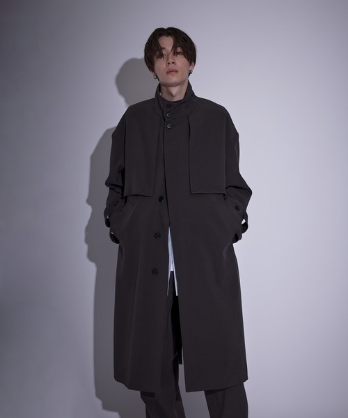 JUNRED（ジュンレッド）の「スムースタッチスタンドオーバーコート（その他アウター・メンズ・チャコールグレー/グレー系その他/ブルー系その他4/グレー・L/S/M）」の22枚目の写真