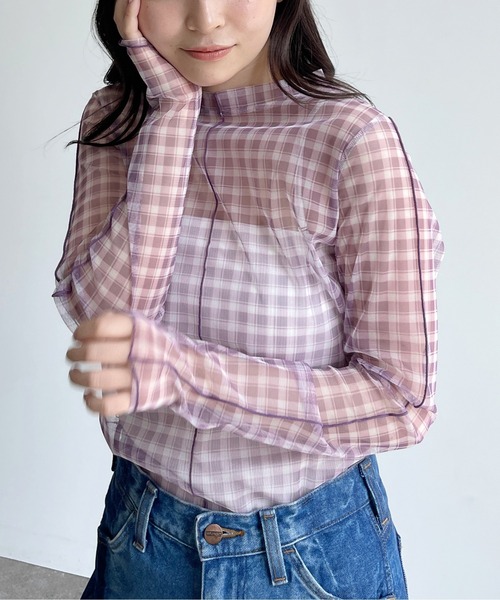 CPCM（シーピーシーエム）の「アソート柄シアーインナートップス 花柄 マーブル柄（シャツ/ブラウス・レディース・ブラック/ベージュ/パープル/ブルー/グリーン・FREE）」の19枚目の写真