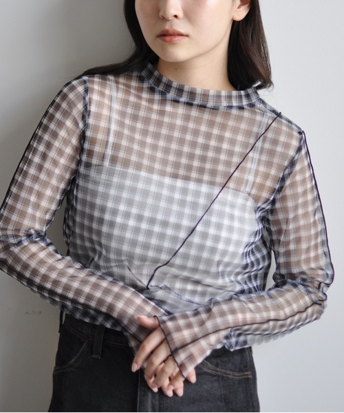 CPCM（シーピーシーエム）の「アソート柄シアーインナートップス 花柄 マーブル柄（シャツ/ブラウス・レディース・ブラック/ベージュ/パープル/ブルー/グリーン・FREE）」の11枚目の写真