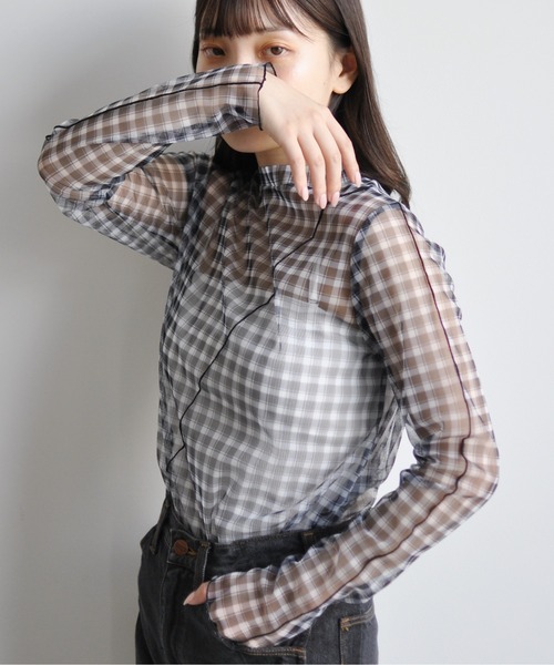 CPCM（シーピーシーエム）の「アソート柄シアーインナートップス 花柄 マーブル柄（シャツ/ブラウス・レディース・ブラック/ベージュ/パープル/ブルー/グリーン・FREE）」の18枚目の写真