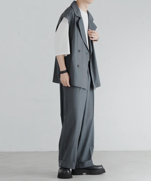 epnok（エプノック）の「ダブルテーラードジレベスト（ベスト・メンズ・ブラック/モカ/グレイッシュブルー・SMALL/MEDIUM/LARGE）」の6枚目の写真