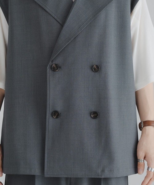 epnok（エプノック）の「ダブルテーラードジレベスト（ベスト・メンズ・ブラック/モカ/グレイッシュブルー・SMALL/MEDIUM/LARGE）」の11枚目の写真