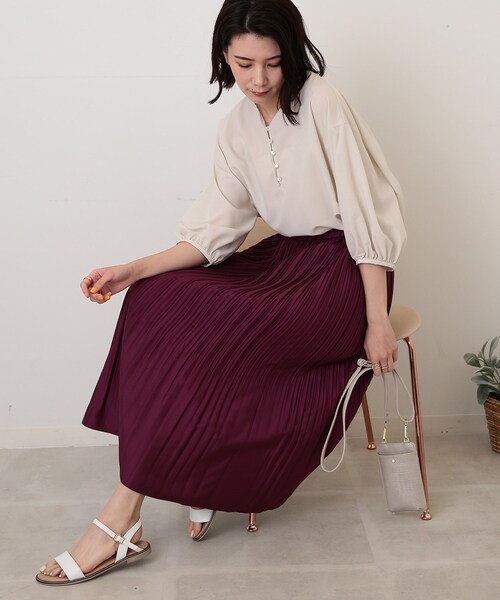 DRESKIP（ドレスキップ）の「◆ふんわり消しプリーツスカート（スカート・レディース・ネイビー/パープル系/ダークブラウン・03/02）」の10枚目の写真