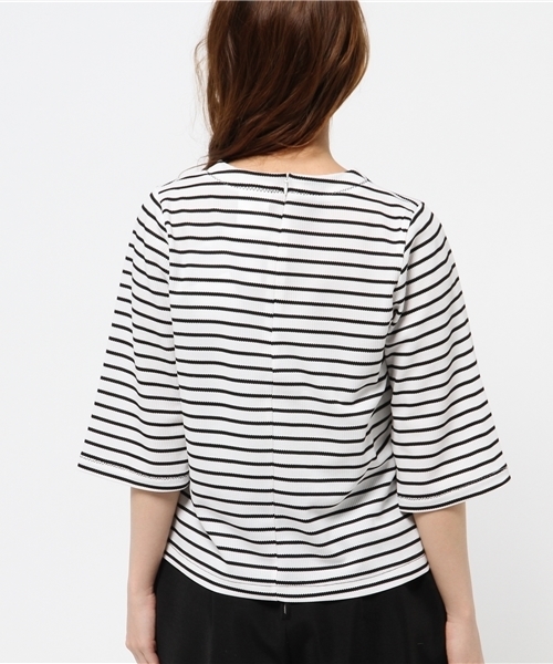 WHO'S WHO gallery（フーズフーギャラリー）の「ボーダー5分袖TEE（Tシャツ/カットソー・レディース・ホワイト/グレー/ネイビー・FREE）」の6枚目の写真