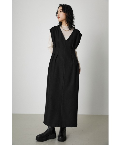 AZUL by moussy（アズールバイマウジー）の「WAIST TUCK ONEPIECE/ウエストタックワンピース（ワンピース・レディース・ブラック/カーキ/グレー・SMALL/MEDIUM）」の4枚目の写真