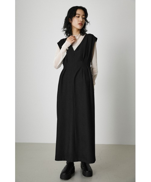 AZUL by moussy（アズールバイマウジー）の「WAIST TUCK ONEPIECE/ウエストタックワンピース（ワンピース・レディース・ブラック/カーキ/グレー・SMALL/MEDIUM）」の6枚目の写真