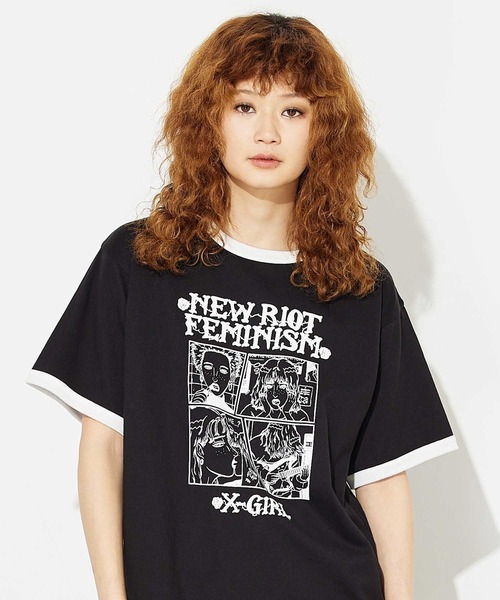 X-girl（エックスガール）の「X-girl × YUGO. S/S RINGER TEE（Tシャツ/カットソー・レディース・ホワイト/ブラック・L/M）」の3枚目の写真