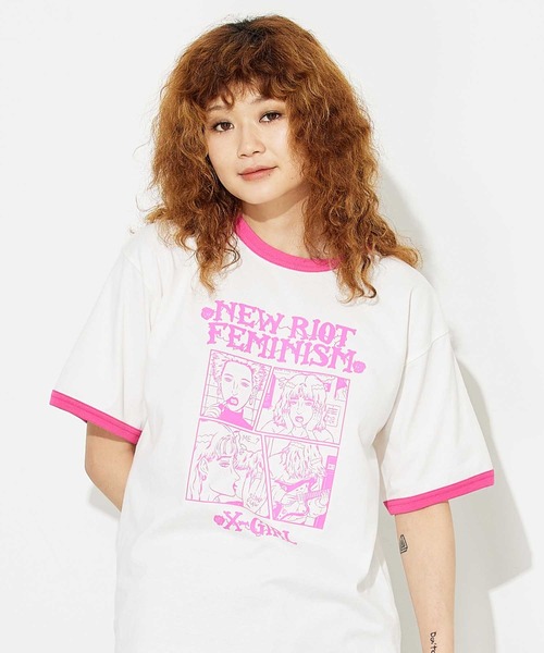 X-girl（エックスガール）の「X-girl × YUGO. S/S RINGER TEE（Tシャツ/カットソー・レディース・ホワイト/ブラック・L/M）」の4枚目の写真