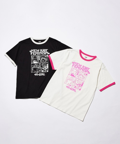 X-girl（エックスガール）の「X-girl × YUGO. S/S RINGER TEE（Tシャツ/カットソー・レディース・ホワイト/ブラック・L/M）」の15枚目の写真