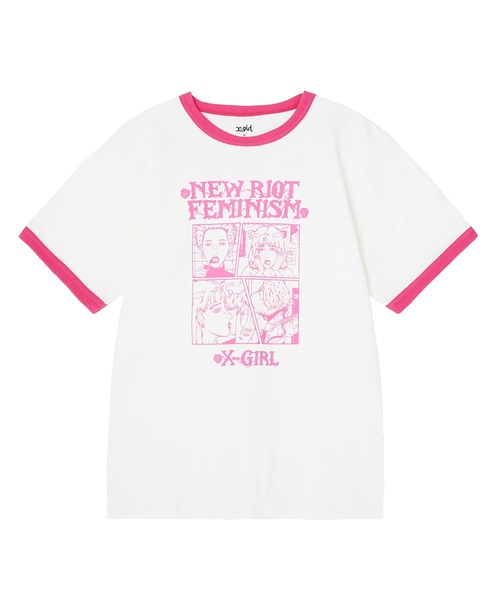X-girl（エックスガール）の「X-girl × YUGO. S/S RINGER TEE（Tシャツ/カットソー・レディース・ホワイト/ブラック・L/M）」の17枚目の写真