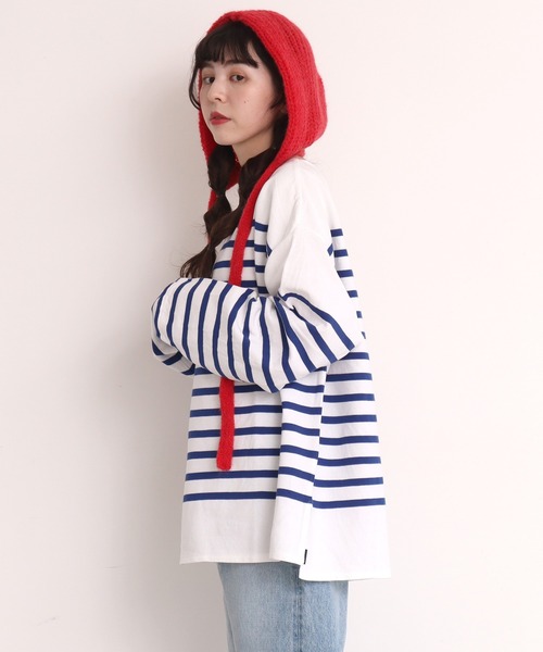 Dot＆Stripes CHILD WOMAN（ドットアンドストライプス　チャイルドウーマン）の「太番モヘヤあぜ つけフード（ハット・レディース・レッド/アイボリー・FREE）」の8枚目の写真