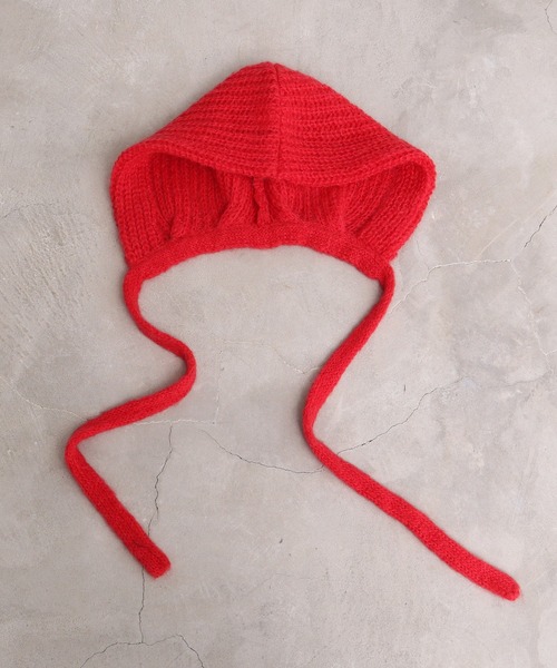 Dot＆Stripes CHILD WOMAN（ドットアンドストライプス　チャイルドウーマン）の「太番モヘヤあぜ つけフード（ハット・レディース・レッド/アイボリー・FREE）」の16枚目の写真
