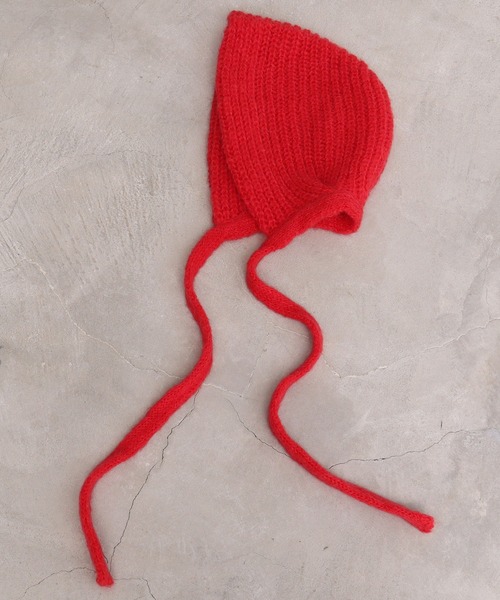 Dot＆Stripes CHILD WOMAN（ドットアンドストライプス　チャイルドウーマン）の「太番モヘヤあぜ つけフード（ハット・レディース・レッド/アイボリー・FREE）」の17枚目の写真
