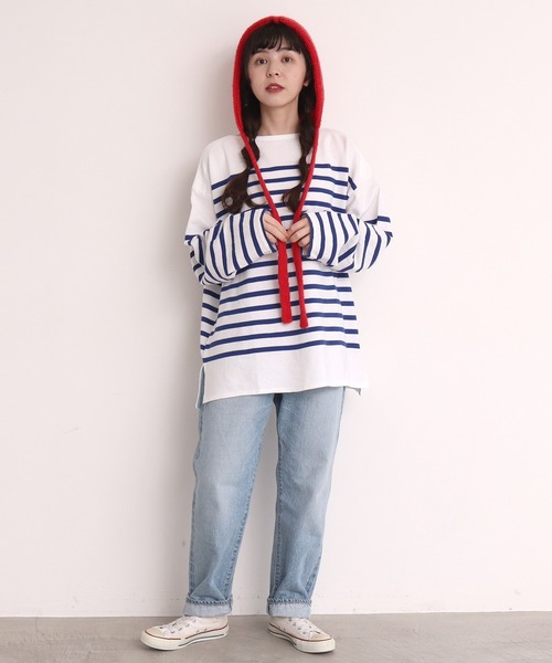 Dot＆Stripes CHILD WOMAN（ドットアンドストライプス　チャイルドウーマン）の「太番モヘヤあぜ つけフード（ハット・レディース・レッド/アイボリー・FREE）」の11枚目の写真