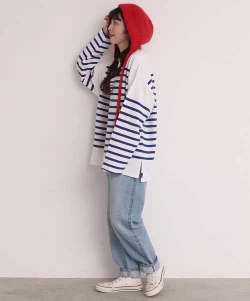 Dot＆Stripes CHILD WOMAN（ドットアンドストライプス　チャイルドウーマン）の「太番モヘヤあぜ つけフード（ハット・レディース・レッド/アイボリー・FREE）」の13枚目の写真