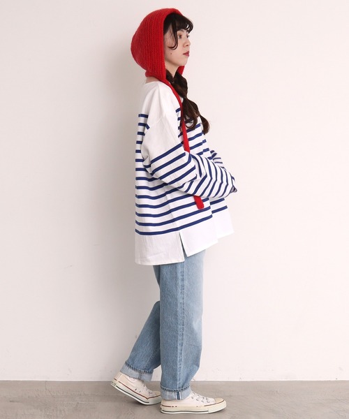 Dot＆Stripes CHILD WOMAN（ドットアンドストライプス　チャイルドウーマン）の「太番モヘヤあぜ つけフード（ハット・レディース・レッド/アイボリー・FREE）」の15枚目の写真