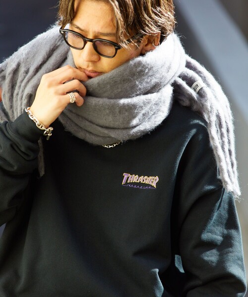 THRASHER（スラッシャー）の「【THRASHER/スラッシャー】別注フレイムロゴクルーネックスウェット/裏起毛/ユニセックス（スウェット・メンズ・ライトグレー/ブラック/ネイビー・SMALL/MEDIUM/LARGE）」の6枚目の写真