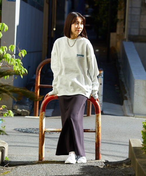 THRASHER（スラッシャー）の「【THRASHER/スラッシャー】別注フレイムロゴクルーネックスウェット/裏起毛/ユニセックス（スウェット・メンズ・ライトグレー/ブラック/ネイビー・SMALL/MEDIUM/LARGE）」の15枚目の写真