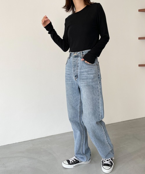 CANAL JEAN(キャナルジーン)の「El mar(エルマール) テンセルストレッチロングTシャツ(Tシャツ/カットソー・レディース・ブラック/ブラウン/オレンジ/ブルー/アイボリー・ONE SIZE)」の8枚目の写真