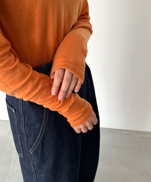 CANAL JEAN(キャナルジーン)の「El mar(エルマール) テンセルストレッチロングTシャツ(Tシャツ/カットソー・レディース・ブラック/ブラウン/オレンジ/ブルー/アイボリー・ONE SIZE)」の10枚目の写真
