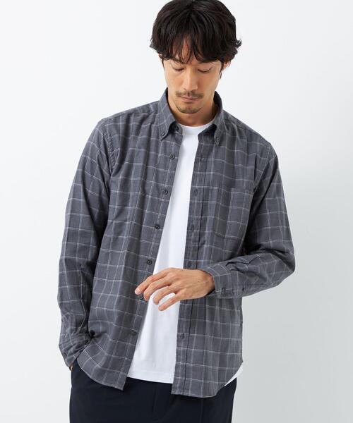 green label relaxing(グリーンレーベルリラクシング)の「ナチュラルフィット ビエラ ボタンダウン ウィンドウペーン シャツ OVLG(シャツ/ブラウス・メンズ・ホワイト/ベージュ/ネイビー/モカ・S/M/L/XL/XXL)」の4枚目の写真