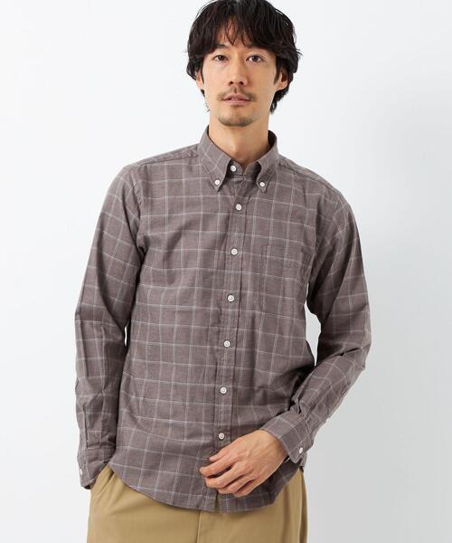 green label relaxing(グリーンレーベルリラクシング)の「ナチュラルフィット ビエラ ボタンダウン ウィンドウペーン シャツ OVLG(シャツ/ブラウス・メンズ・ホワイト/ベージュ/ネイビー/モカ・S/M/L/XL/XXL)」の3枚目の写真
