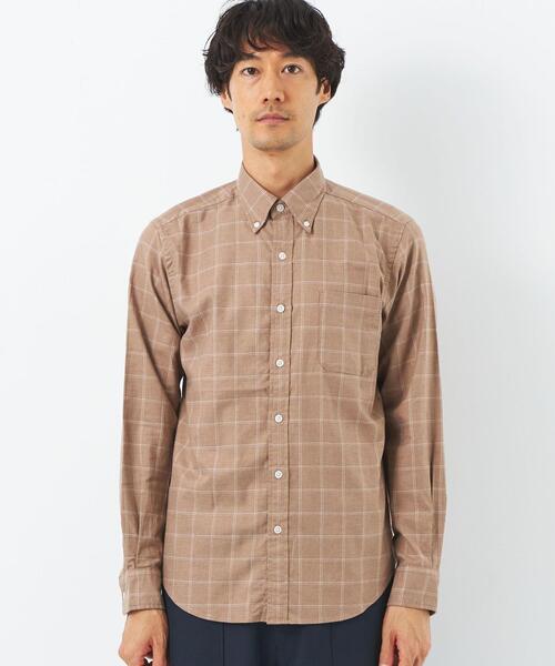 green label relaxing(グリーンレーベルリラクシング)の「ナチュラルフィット ビエラ ボタンダウン ウィンドウペーン シャツ OVLG(シャツ/ブラウス・メンズ・ホワイト/ベージュ/ネイビー/モカ・S/M/L/XL/XXL)」の6枚目の写真