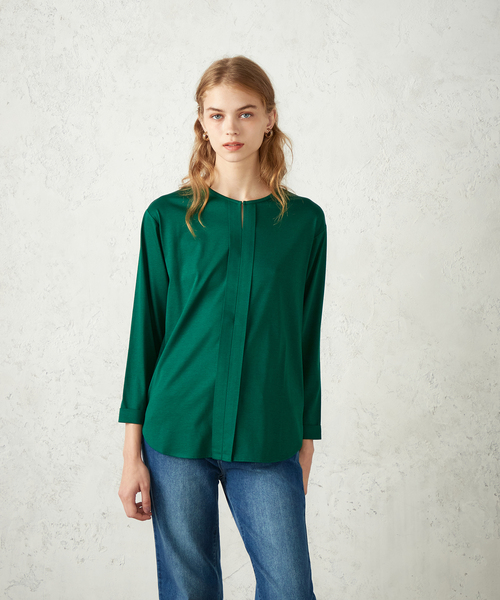 LE SOUK HOLIDAY(ルスークホリデー)の「スキッパープルカットオーバー(Tシャツ/カットソー・レディース・ブラック/グリーン/ブラウン・L/M)」の1枚目の写真