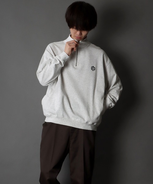 SITRY（シトリー）の「Big silhouette pigment half zip sweat shirt / ビッグシルエット ピグメント ハーフジップ スウェットシャツ（スウェット・メンズ・マスタード/チャコールグレー/アッシュグレー/ネイビー・M/L）」の9枚目の写真