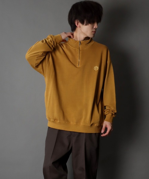 SITRY（シトリー）の「Big silhouette pigment half zip sweat shirt / ビッグシルエット ピグメント ハーフジップ スウェットシャツ（スウェット・メンズ・マスタード/チャコールグレー/アッシュグレー/ネイビー・M/L）」の14枚目の写真