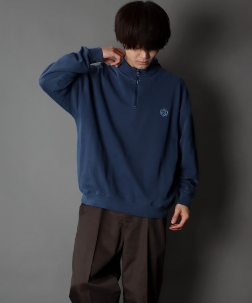 SITRY（シトリー）の「Big silhouette pigment half zip sweat shirt / ビッグシルエット ピグメント ハーフジップ スウェットシャツ（スウェット・メンズ・マスタード/チャコールグレー/アッシュグレー/ネイビー・M/L）」の20枚目の写真