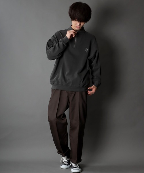 SITRY（シトリー）の「Big silhouette pigment half zip sweat shirt / ビッグシルエット ピグメント ハーフジップ スウェットシャツ（スウェット・メンズ・マスタード/チャコールグレー/アッシュグレー/ネイビー・M/L）」の10枚目の写真