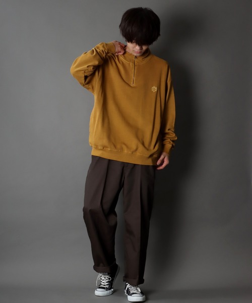 SITRY（シトリー）の「Big silhouette pigment half zip sweat shirt / ビッグシルエット ピグメント ハーフジップ スウェットシャツ（スウェット・メンズ・マスタード/チャコールグレー/アッシュグレー/ネイビー・M/L）」の7枚目の写真