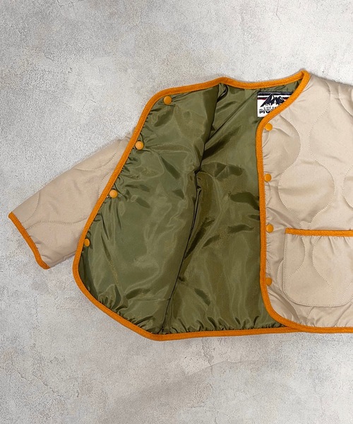 Life Support Products（ライフサポートプロダクツ）の「ヒョウタンキルトジャケット（80～150cm）（ノーカラージャケット・キッズ・ベージュ/モカ/ネイビー/オレンジ/カーキ/ブラック・80/90/95/100/110/120/130/140/150）」の9枚目の写真