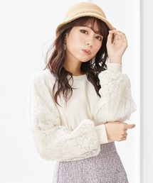 <大きいサイズ> 刺しゅう袖リブカットソー marun