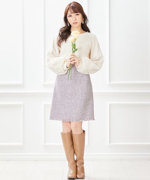 marun(マルン)の「<大きいサイズ> 刺しゅう袖リブカットソー marun(Tシャツ/カットソー・レディース・ホワイト系・5L/4L/LL/L/3L)」の7枚目の写真
