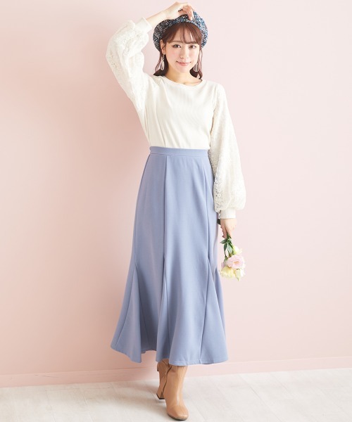 marun(マルン)の「<大きいサイズ> 刺しゅう袖リブカットソー marun(Tシャツ/カットソー・レディース・ホワイト系・5L/4L/LL/L/3L)」の8枚目の写真